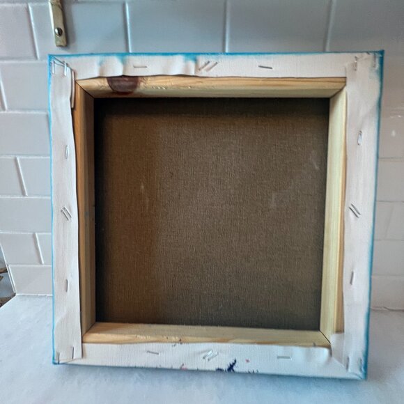 Original Acrylic on Canvas - Robin on Blue - Tali Yalonetzki - 12x12 inches - Picture 4 of 6